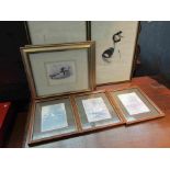 A group of seven country pictures, ducks and rural scenes,