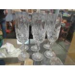 A set of six champagne flutes