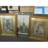 Two 19th Century colour engravings of Cathedral interior scenes,