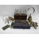 A quantity of collectables including door bell and twin slot box etc.