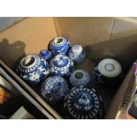 A quantity of 20th Century blue and white ginger jars