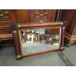 A mahogany/gilt framed mantel mirror, bevel edged,
