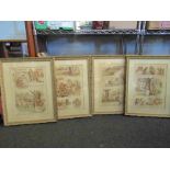 A set of four framed and glazed hunting prints "The Legend of the laughing oak"