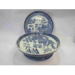 A Copeland late Spode blue and white cake plate and a similar tureen