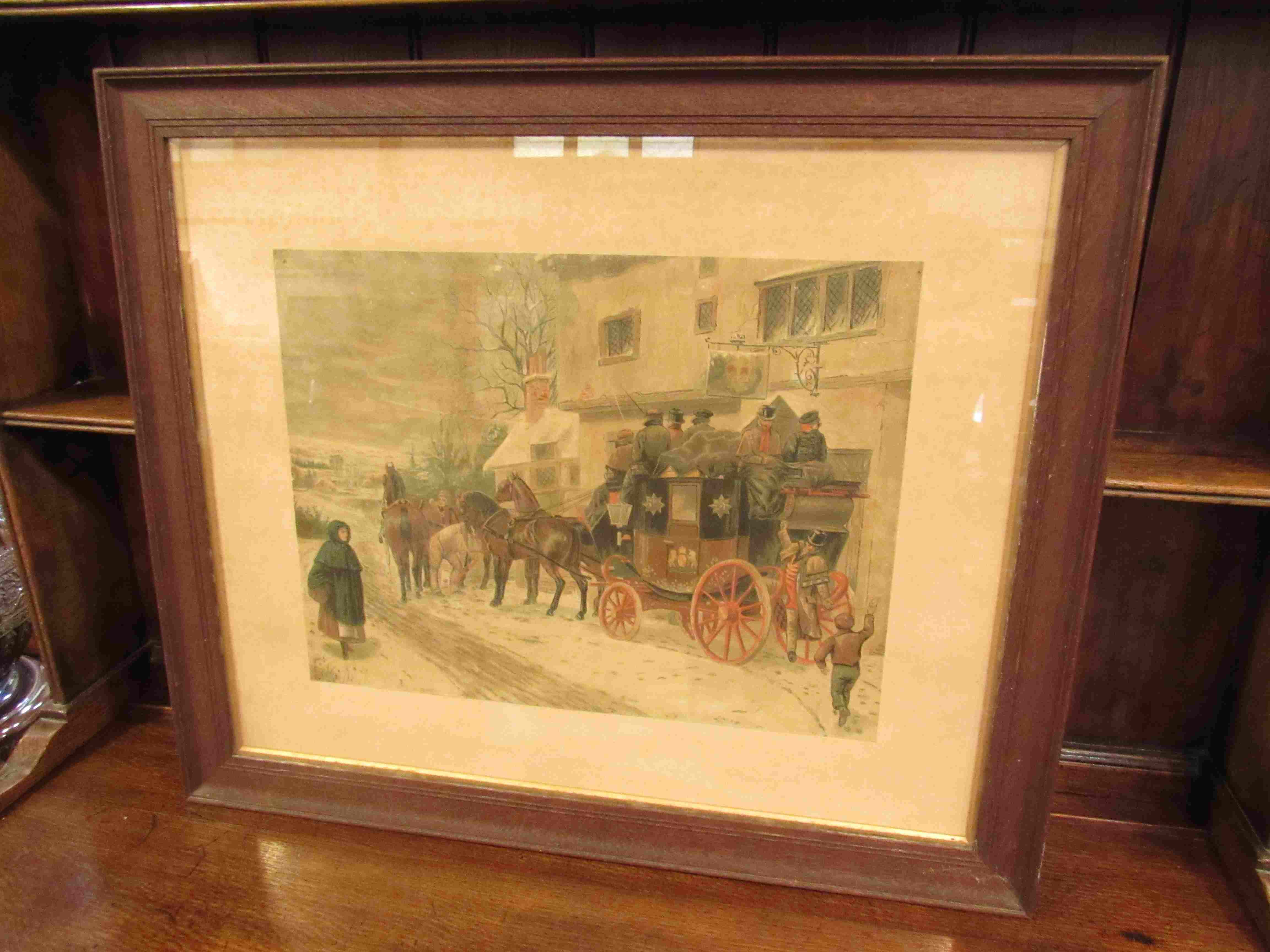 Two oak framed and glazed carriage prints