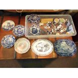 A selection of china ware including a set of four Wedgwood plates with certificates,