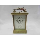 A 20th Century brass carriage clock with alarm