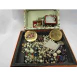 A jewellery box with contents and a quantity of bijouterie