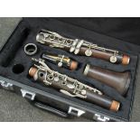 A boxwood B-flat clarinet with hard case