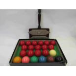 A Burroughs and Watts billiard/snooker scorers together with a set of balls