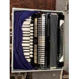 A Hohner Musette IV 120 bass accordion, 4 voice, 41 keys, black,