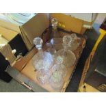 A box of mixed decanters