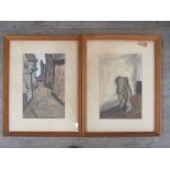 A pair of 1960s framed and glazed pastels, various labels verso, one titled 'Alicante Dog',