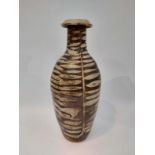 A studio pottery stoneware vase, painted bands of horizontal leaves. Incised SRC and dated '61. 37.