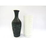 A Bavaria porcelain white gloss and green/black streaked glazed vase, No.