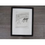 JOHN KIKI (b.1943): A framed and glazed etching untitled circus series scene, pencil signed and No.