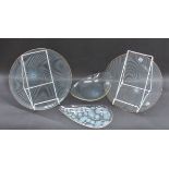 Chance Glass - three large swirl pattern items from the 1950s, largest.