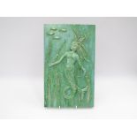 A vintage decorative wall hanging with mermaid design in relief. 33cm x 20.