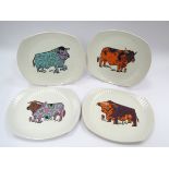 Four Beefeater plates from the "Steak & Grill" set by English Ironston Pottery Ltd