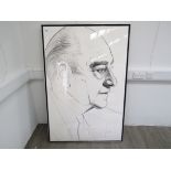 EDWARD H. WEISS: A large framed and glazed charcoal portrait of Edward Gold. Signed and dated 1975.