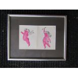 A framed and glazed holiday greetings card, Andy Warhol's 'Cherubs',