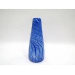 ANTHONY STERN (b.1944): A Studio glass tapering vase with spiral blue and white encased in clear.