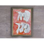 A framed and glazed abstract work on paper, initialled BM. 35cm x 24.