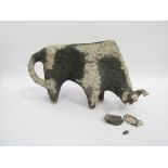 A pottery figure of stylised bull a/f,