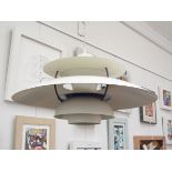 A Louis Poulsen Danish ceiling light of five tiers in white and blue 48cm diameter