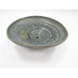 IAN GODFREY (1942-1992): A studio pottery stoneware bowl, blue mottled glaze, unmarked,