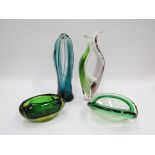 A collection of art glass including Flygfors vase (chip to base),