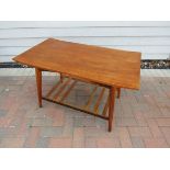 A 1960's tall coffee table with eucalyptus top, slatted under-tier.