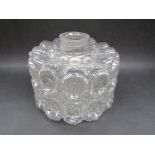 A 1960's textured clear glass ceiling shade, relief moulded.