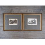 BEVIS SALE (XX): A pair of signed framed and glazed etchings 'bird' and 'lobster', plate sizes 7.