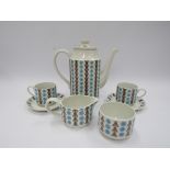A Midwinter 'Nordic' pattern part coffee set, coffee pot, milk and sugar,