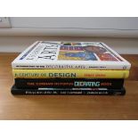 A collection of four books on design and interiors including 'A Century of Design',