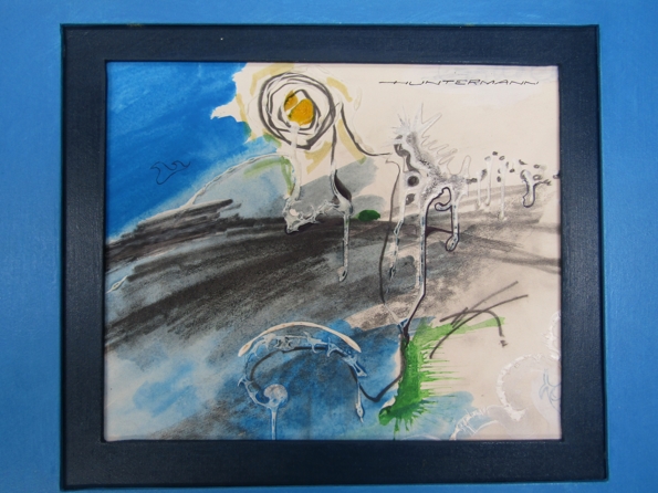 SPATE HUNTERMANN (ROBERT HUNT 1934-2014) A framed acrylic on paper titled "Gooey Huevo". - Image 2 of 4