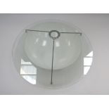 A 1980's Bauhaus style frosted and clear glass light shade.