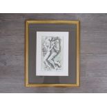 JOHN W. BURROWS (b.1947) A framed and glazed stylised drawing of a couple, signed and dated 2002.