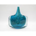 A Midna Axe vase in blues and ochre glass.