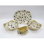 A Midwinter 29 piece dinner service in 'Homespun' pattern by Jessie Tait comprising two lidded