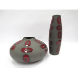 Two Amano German fat lava art pottery vases,