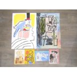 A collection of six oils on board, abstract studies, indistinctly signed and dated '95,