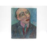 MALOU GARNAVAULT (XX): An oil on canvas portrait of Louis de Funes. Signed verso.