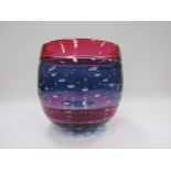 STUART AKROYD (XX/XXI) A large art glass vase with purple and blue bands with etched artists