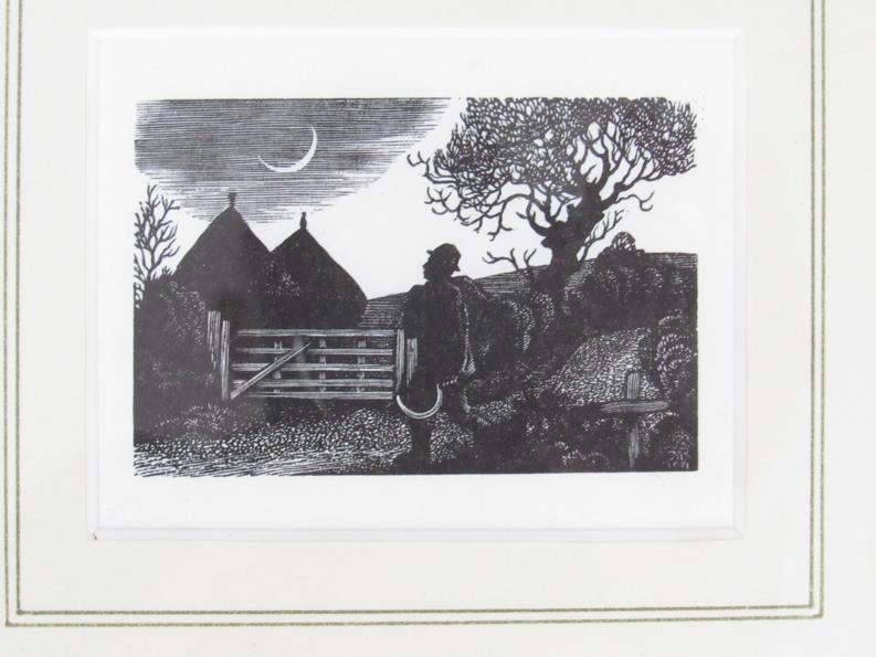 MICHAEL RENTON (1934-2001): "Man at Gate" wood engraving. Tail-piece for the "The Lane". - Image 3 of 3