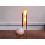 A 1970's Rocket lamp with cream spun resin shade, 94.