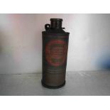 A Morrisol "SIRROM" engine oil can with bracket,