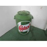 An over painted enamelled lidded vessel 'Castrol'