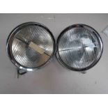 A pair of chromed Lucas "King of the road" headlamp's, slight dent to rear of one,